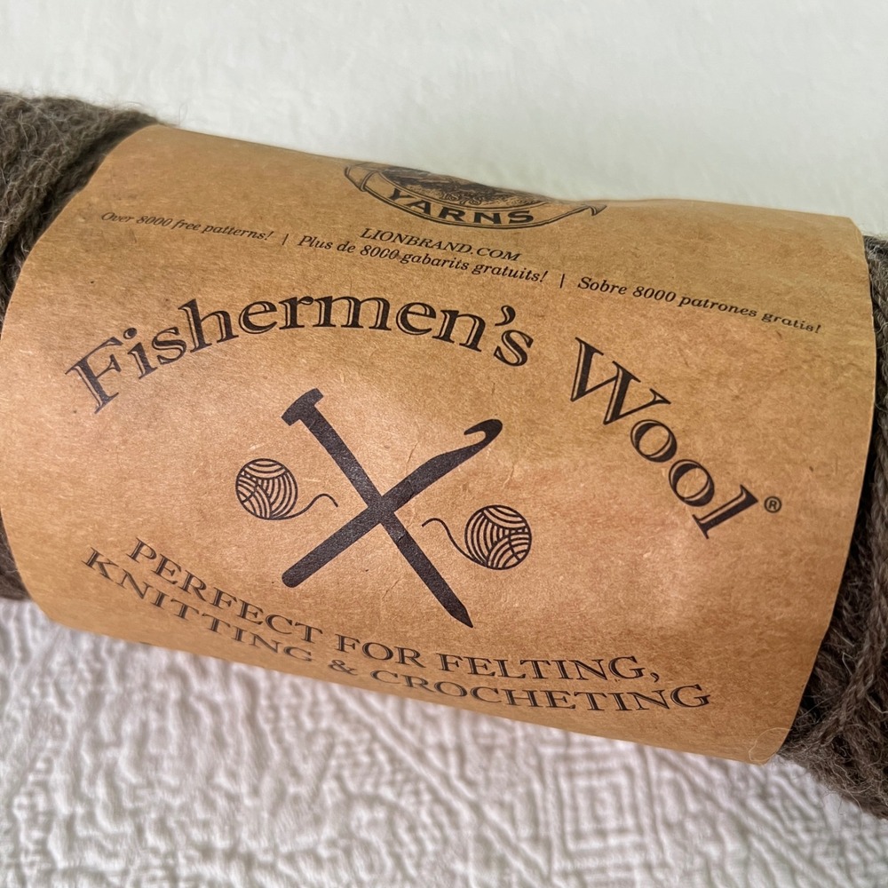 Lion Brand Fishermen's Wool Yarn 8oz Brown Heather 125 Worsted 100% Wool Felting